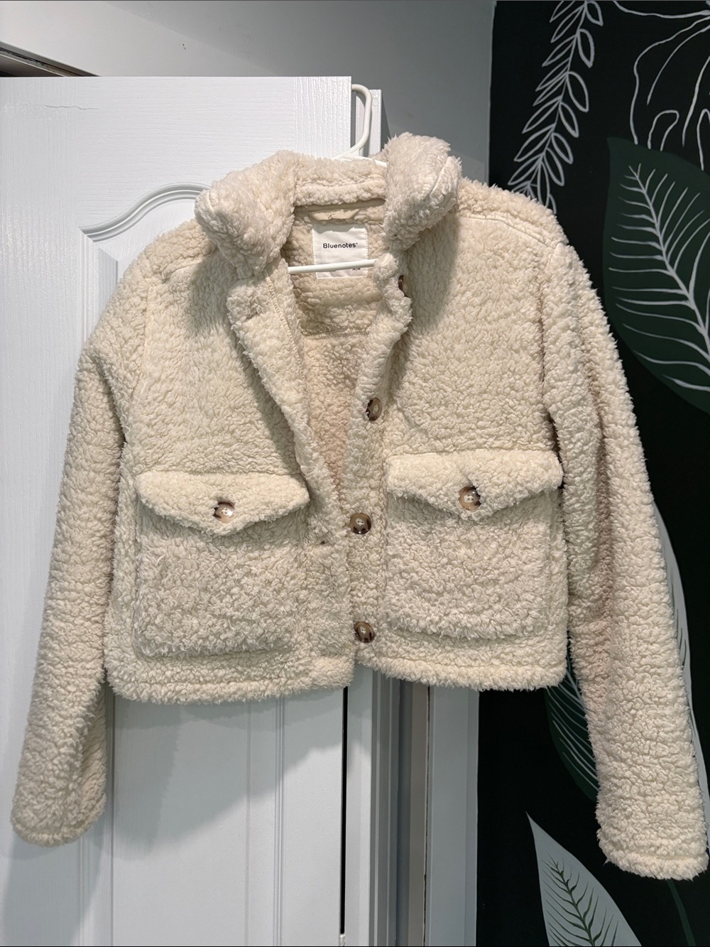 Bluenotes Cream Teddy Sherpa Button-Front Jacket